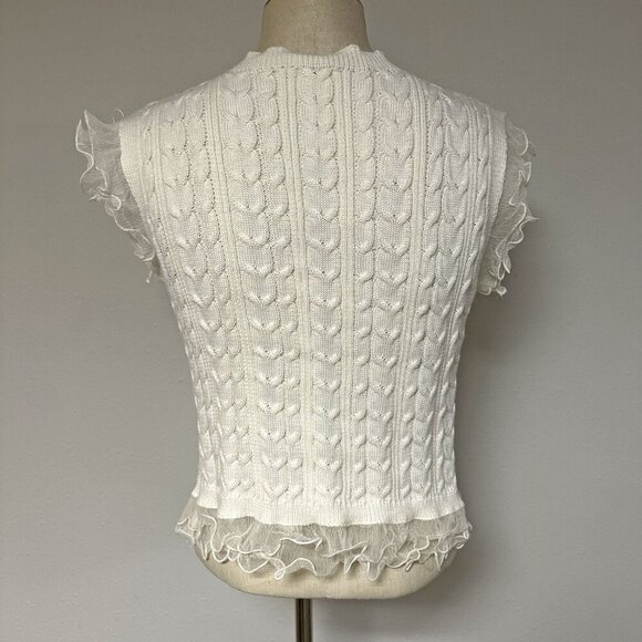 BiBi Contrast Cable Ruffle Sweater Tank - Picture 5 of 10